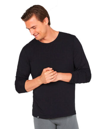 Boody Menâ   Long Sleeve Crew Neck  -shirt Sort Str