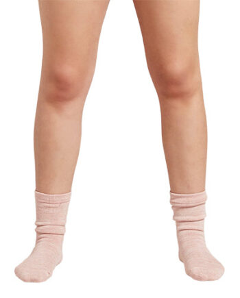 Boody Womenâ    Chunky Bed Sock Dusty Pink Hvid Space Dye