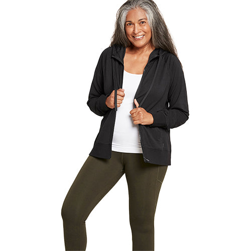 Boody Womenâ Weekend Zip-up Hoodie Black Str Xs