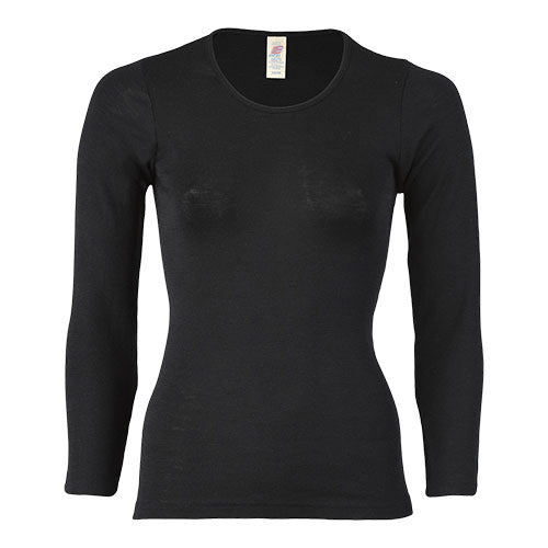 Engel Natur Langærmet Bluse Uld Silke Black Str 34 36