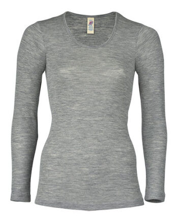Engel Natur Langærmet Bluse  Uld Silke  Light Grey  Str  38 40