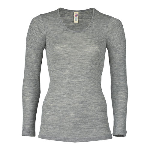 Engel Natur Langærmet Bluse Uld Silke Light Grey Str 34 36