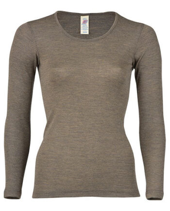 Engel Natur Langærmet Bluse  Uld Silke  Walnut  Str  46 48
