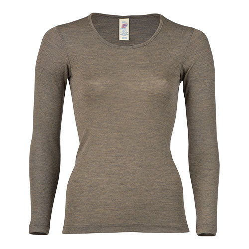 Engel Natur Langærmet Bluse Uld Silke Walnut Str 34 36
