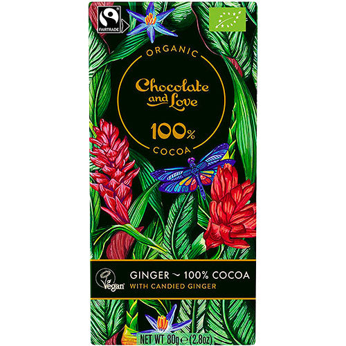 - Veganskchocolate And Love Mørk Chokolade Med Kandiseret Ingefær 100   økologisk