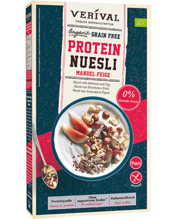 - Veganskverival Protein Müsli Mandel-figner  økologisk