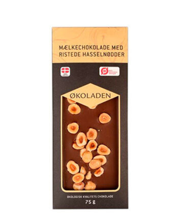 økoladen Chokolade Mælk    Ristede Hasselnødder  økologisk