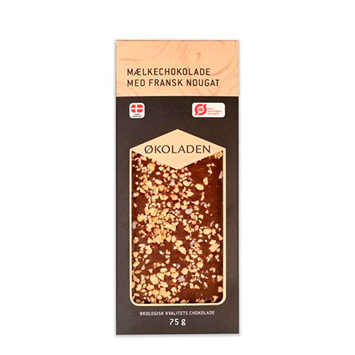 økoladen Mælkechokolade Fransk Nougat økologisk