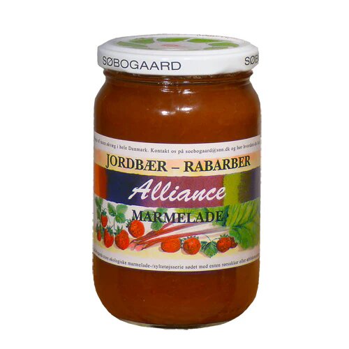 Jordbær Rabarber Marmelade øko  400 Gram