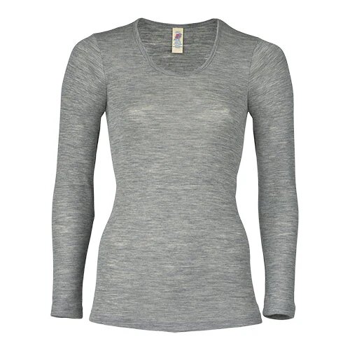 Langærmet Bluse Uld Silke Light Grey Str 38 40