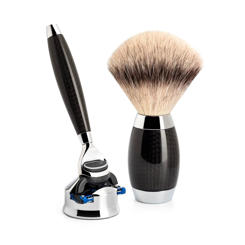 Mühle Shaving Edition No Barbersæt Med Fusion Skraber Silvertip Fibreâ Barberkost Og Holder Til Skraber Carbon