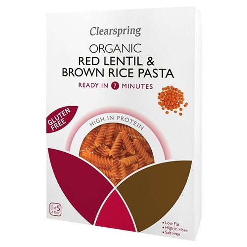 Røde Linser Brune Ris Fusilli økologisk 250 Gram