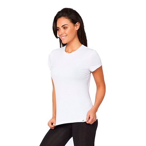 -shirt Dame Hvid Str Rund Hals