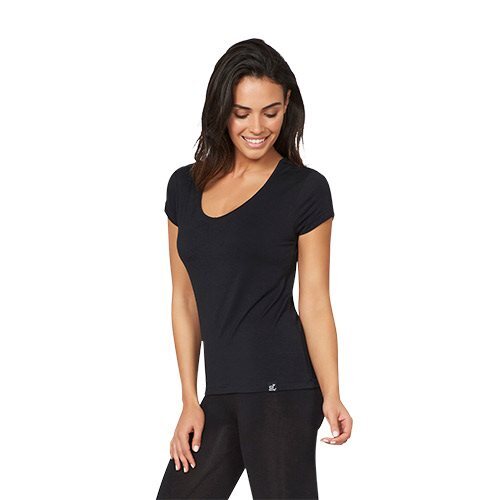 -shirt Dame Sort Str -hals