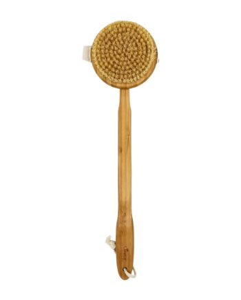 Badebørste Med Langt Håndtag  Bambus Og Kaktusfibre  45 Cm  Rundt Hoved 11 Cm Hedenhus Eksfolierende  Bæredygtig
