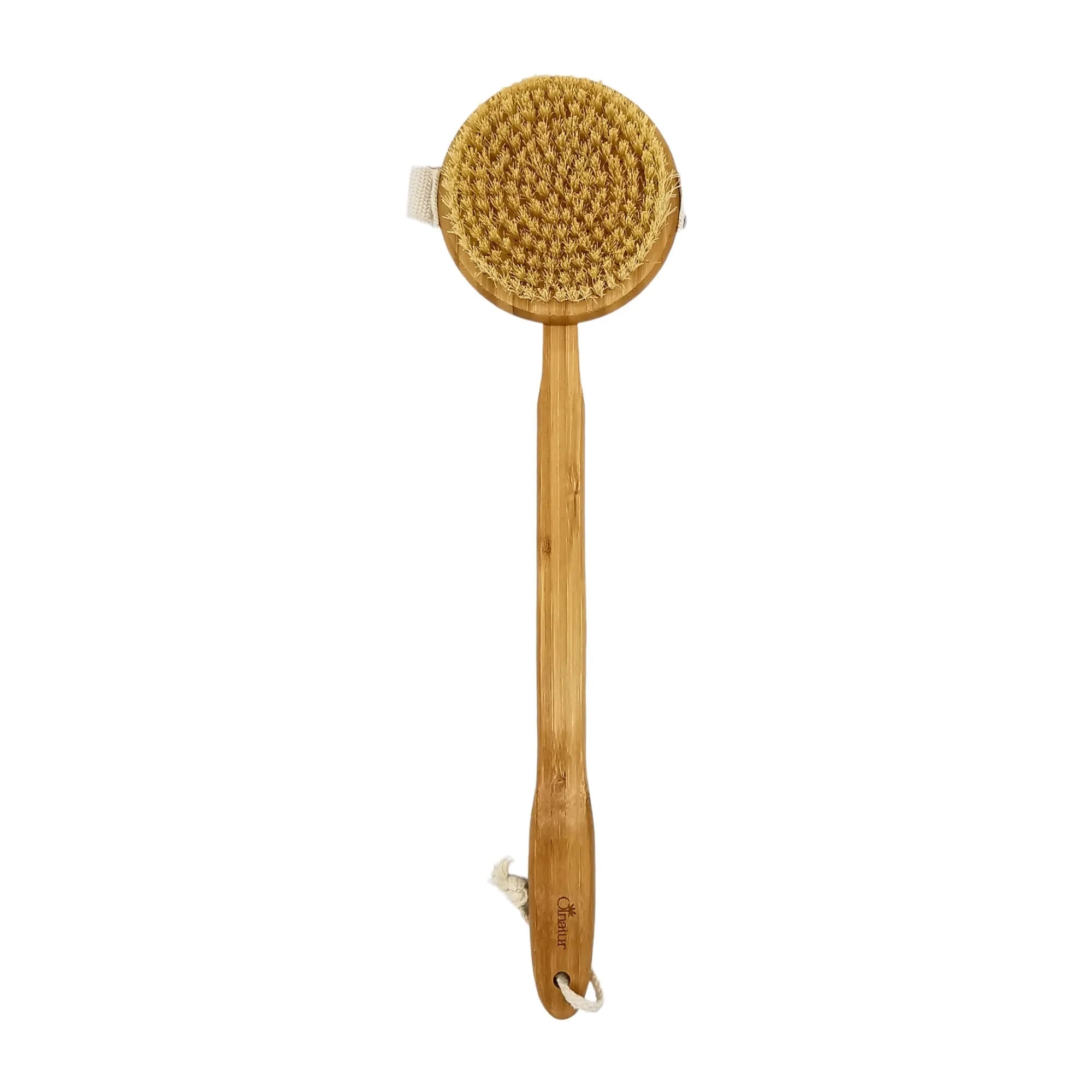 Badebørste Med Langt Håndtag Bambus Og Kaktusfibre 45 Cm Rundt Hoved 11 Cm Hedenhus Eksfolierende Bæredygtig