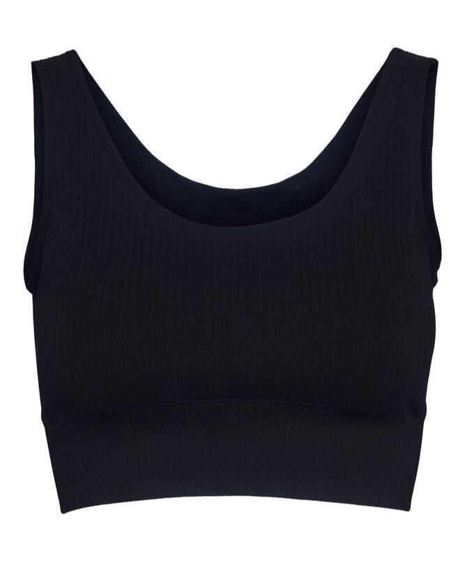 Bella Beluga Ribbed Cropped Top  Black