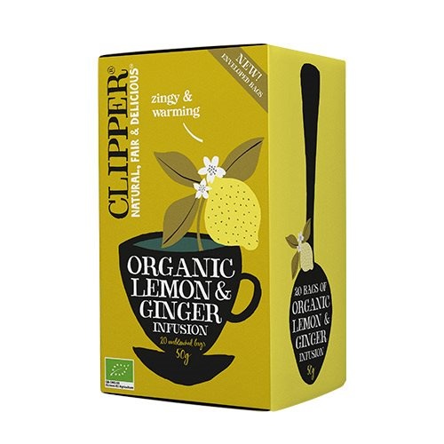 Citron   Ingefær Te   Clipper 20 Breve