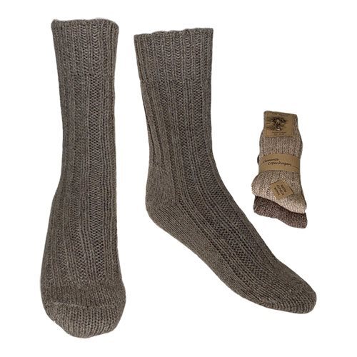 Clemente Strømper Brun   Beige Str  43 46  -pak Alpaka Strømper Tykke
