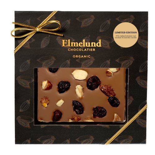 Elmelund Mælkechokolade    Brændte Mandler   Tranebær   Limited Edition  80g