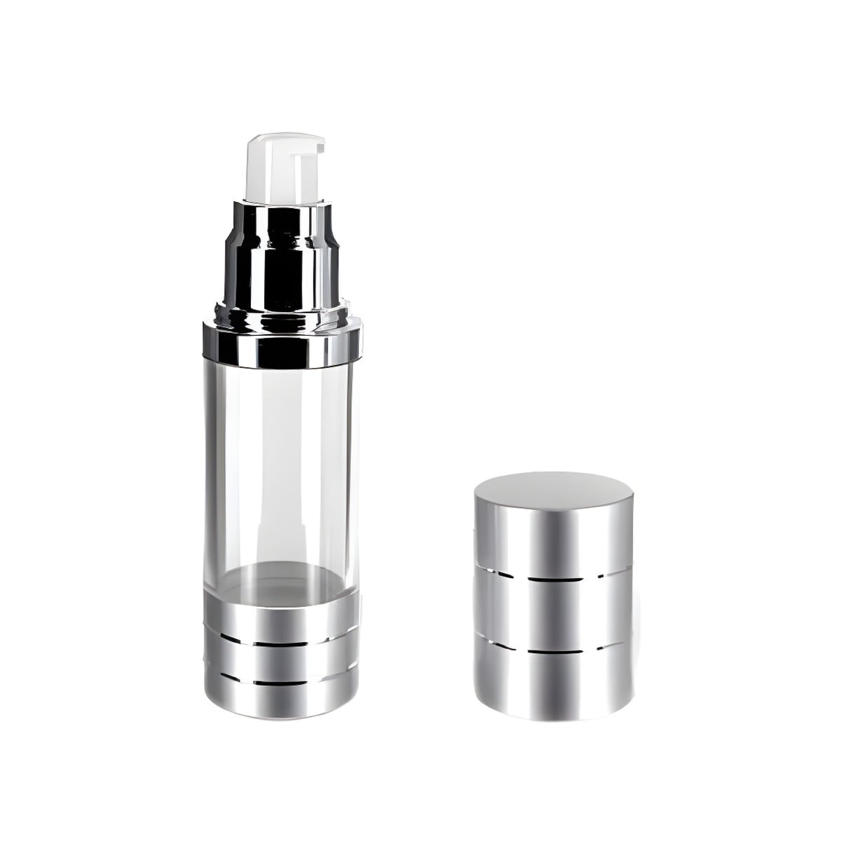 30 Ml Flaske Klar Sølv Med Pumpehoved