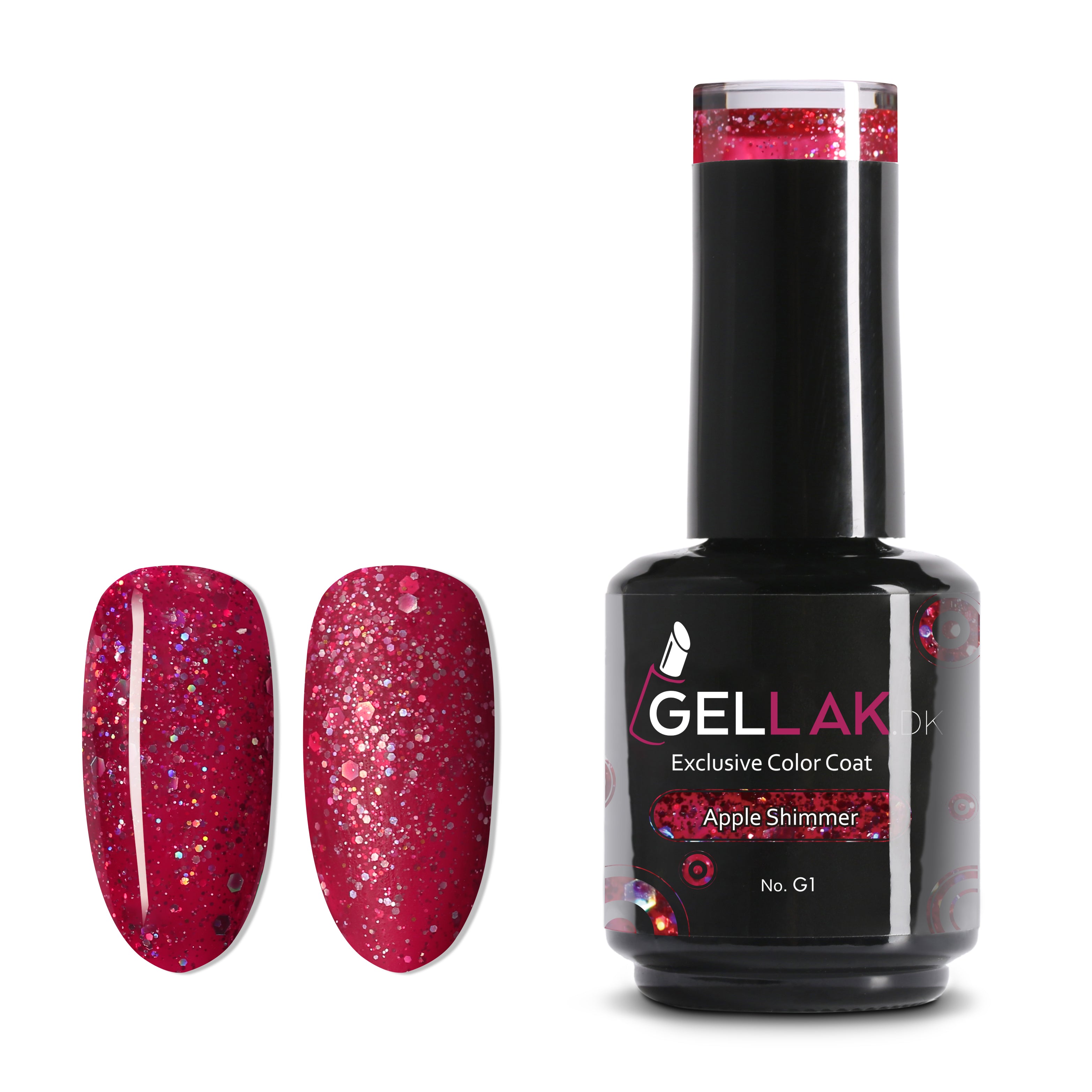 Gel Neglelak Rød Glimmer   15 Ml   Apple Shimmer No  G1   Gellak Dk