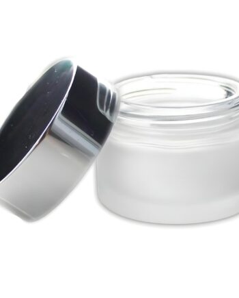 Glas Cremebøtte 50 Ml Mat Glas Med Sølvfarvet Låg  Pp Plast  46 Mm Høj  60 Mm   Hedenhus Genanvendelig  Giftfri