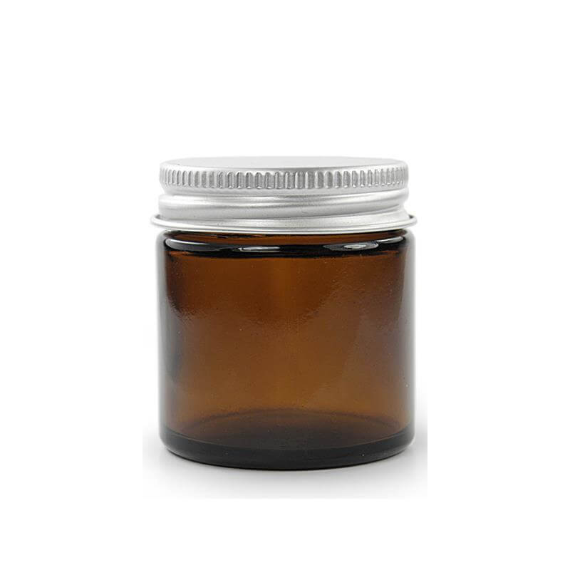 Glas Krukke 60 Ml Brun Aluminiumslåg Cremebøtte 54 Mm Højde 51 Mm Diameter Hedenhus Tæt Lukning Skumpude