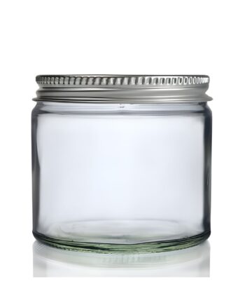 Glas Krukke 250 Ml Med Aluminiumslåg  Klar Glas  Tætlukkende Skumpude Hedenhus Velegnet Til Cremer  Salver    7x8   Cm