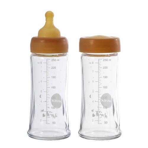 Hevea Baby Glas Sutteflaske Wide Neck  -pak 250ml