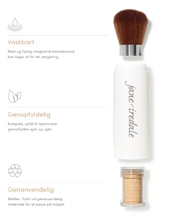 Jane Iredale Amazing Base Loose Mineral Powder   Farven Warm Brown Inkl  Refillable Brush    Stk