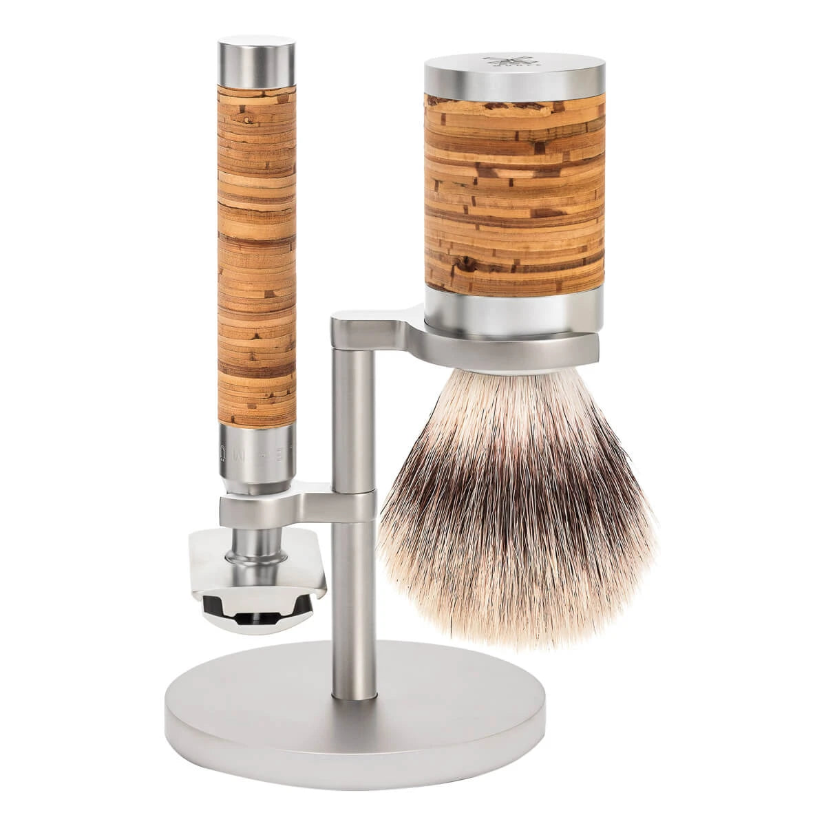 Mühle Shaving Barbersæt Med De-skraber  Fibre Barberkost Og Holder  Rocca  Rustfrit Stål   Birkebark