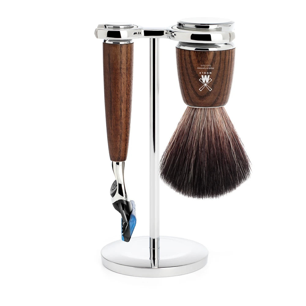 Mühle Shaving Barbersæt Med Fusion Skraber  Barberkost Og Holder  Rytmo  Ask