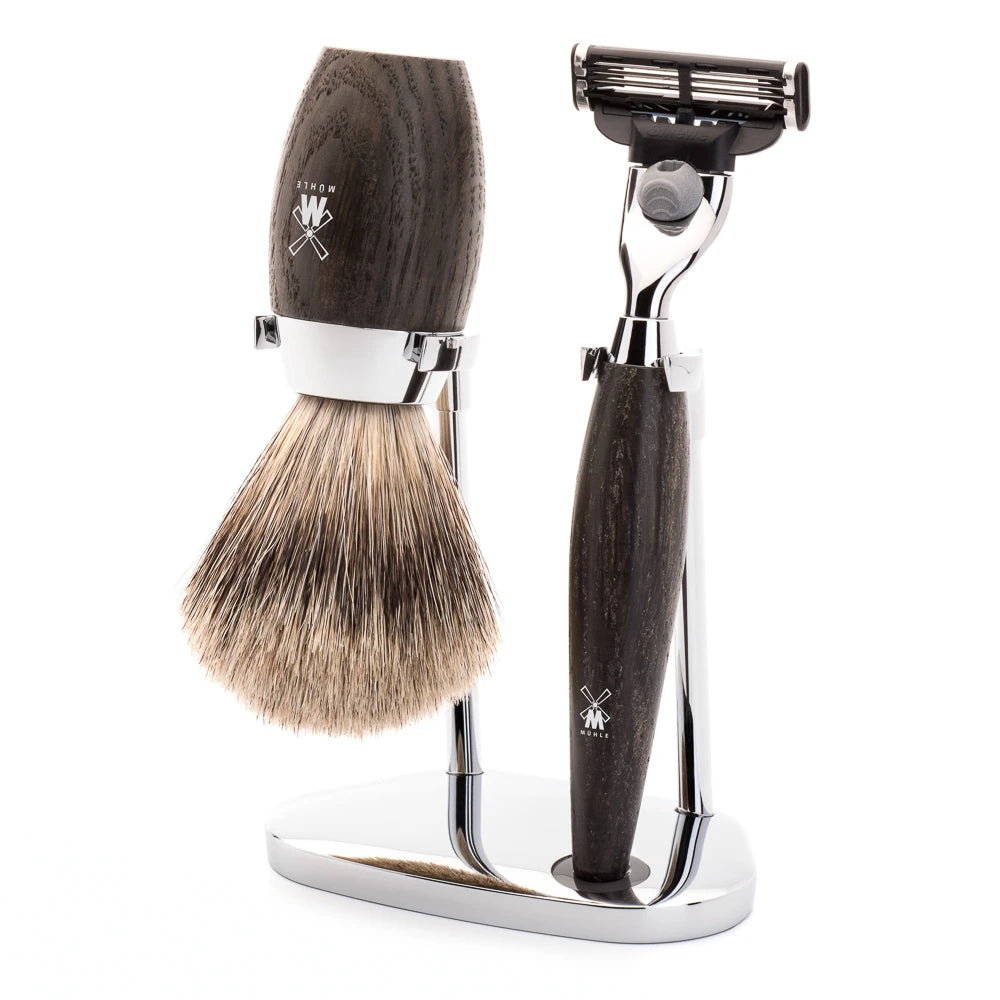 Mühle Shaving Barbersæt Med Mach3 Skraber  Barberkost Og Holder  Kosmo  Moseeg