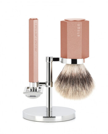 Mühle Shaving Mark Braun Barbersæt Med De-skraber  Barberkost Og Holder  Hexagon  Aluminium Sunrise
