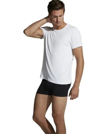 Men   Crew Neck  -shirt Hvid Str