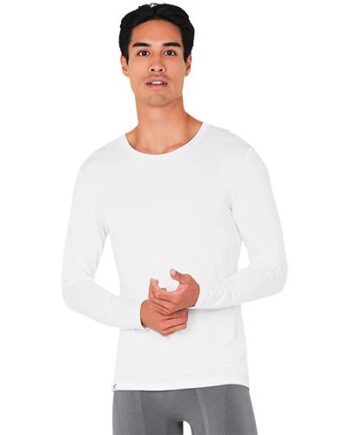 Men   Long Sleeve Crew Neck  -shirt Hvid Str