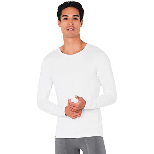 Men Long Sleeve Crew Neck -shirt Hvid Str