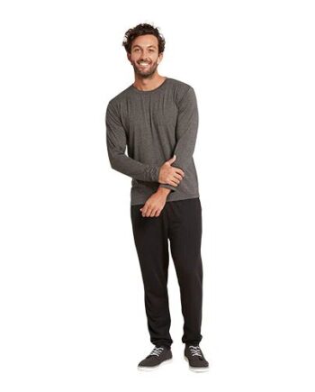 Men    Long Sleeve Crew  -shirt Dark Marl Str