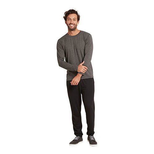 Men Long Sleeve Crew -shirt Dark Marl Str