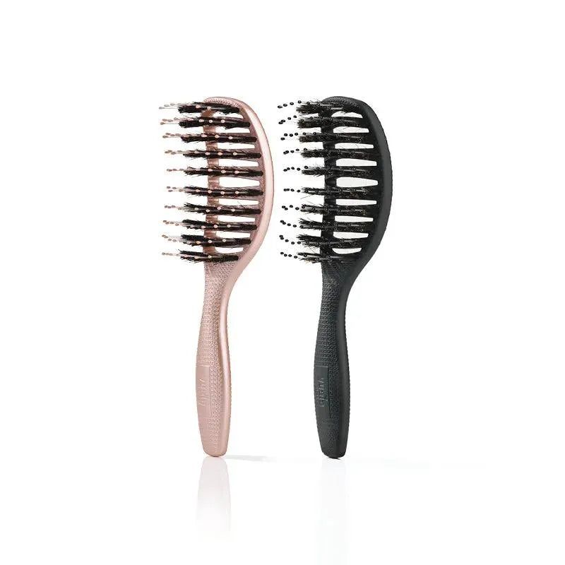 Mini Curvy Brush Hårbørste Med Vildsvinehår Soft Black   Shiny Rose  Spar 16