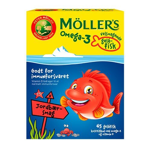 Møllers Omega-  Fisk Jordbær 45 Gum