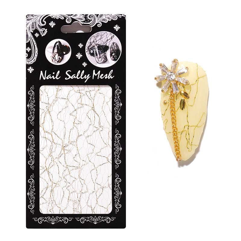 Nail Art Mesh   Guld Hvid