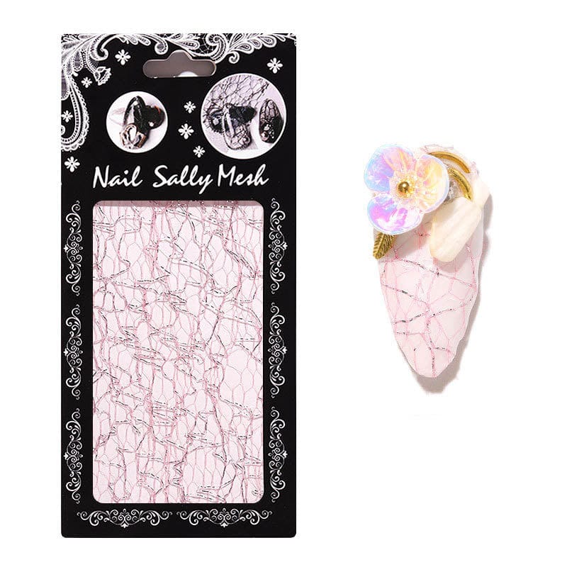 Nail Art Mesh   Pink Sølv