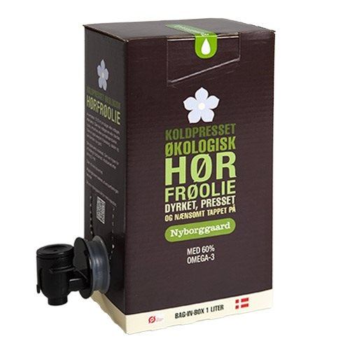 Nyborggaard Hørfrøolie økologisk Bag-in-box   Liter