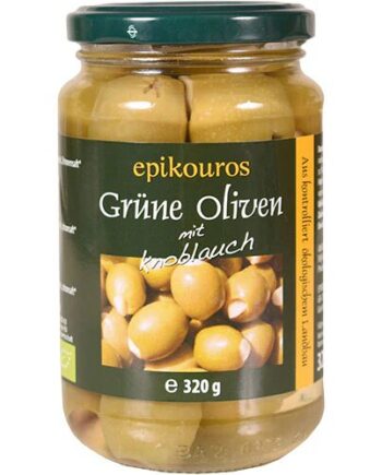 Oliven Grønne    Hvidløg øko  320 Gram