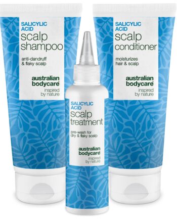 Pakke Mod Tør Og Kløende Hovedbund Med Salicylsyre    Shampoo  Balsam Og Kur Mod Kløende Hovedbund   -trins Rutine Med Salicylsyre  Der Fjerner Skæl Og Lindrer Irritation Effektivt Og Naturligt