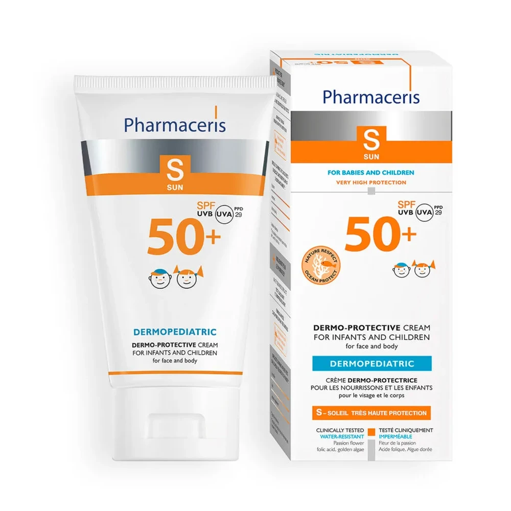 Pharmaceris   Solbeskyttende Creme Til Ansigt Og Krop Til Babyer Og Børn  Spf 50  125ml