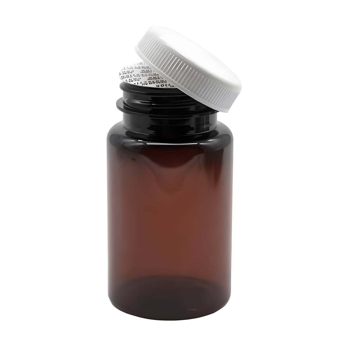 Pilleglas 100 Ml Brun Plast Med Hvidt Låg  Forseglingsindsats Letvægt  47 Mm Diameter  88 Mm Højde Hedenhus