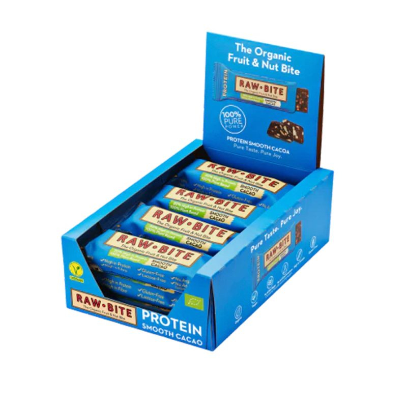 Rawbite Protein Smooth Cacao   50    Køb 12 Stk  Spar 10